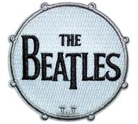 The Beatles Parche tejido con logotipo de tambor para planchar (talla única) (blanco/negro)