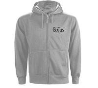 The Beatles Unisex Zipped Hoodie: Drop T Logo (Back Print) - Large - Grey