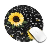The bee and the Sunflower - Alfombrilla de ratón de goma antideslizante de 8 pulgadas con forma redonda, superficie cómoda para oficina, juegos y estudio, 4 unidades