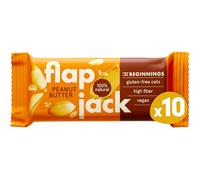The BEGINNINGS Barritas de avena Flapjack Crema de cacahuete - 10 x 60 g (600 g) - veganas, sin gluten - snack energético natural - ricas en fibra