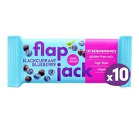 The BEGINNINGS Barritas de avena Flapjack Grosella negra & Arándano - 10 x 60 g (600 g) - veganas, sin gluten - snack energético natural - ricas en fibra