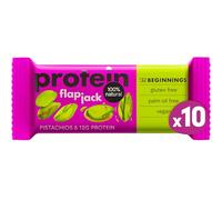 The BEGINNINGS Barritas proteicas de avena Flapjack Pistacho - 10 x 60 g (600 g) - veganas, sin gluten - proteína de origen vegetal - snack energético natural