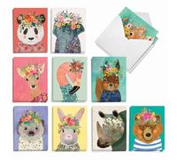 The Best Card Company Blooming Wildlife AM2813OCB-B2 x 10 - 20 tarjetas de notas en caja con sobres (4 x 5.12 pulgadas)