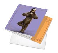 The Best Card Company - Dulce tarjeta de agradecimiento con sobre, colorido animal impreso Gratitud saludo - Sloth Yoga CQ6255FTYG