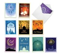 The Best Card Company Eid al-Adha AM10914EIG-B1x10 - Juego de 10 notas surtidas de Eid Mubarak (10 diseños, 1 de cada uno)