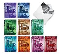 The Best Card Company Juego de 20 cajas de notas en blanco surtidas de 4 x 5.12 pulgadas con sobres (10 diseños, 2 cada uno) Dragon Initials L AM10317OCB-B2x10