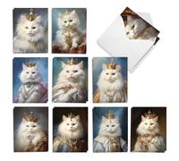 The Best Card Company Juego de 20 tarjetas de notas en blanco surtidas para todas las ocasiones, 4 x 5.12 pulgadas con sobres (10 diseños, 2 de cada uno), gatos reales AM10700OCB-B2x10