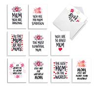 The Best Card Company Juego de 20 tarjetas de notas surtidas para el día de la madre de 4 x 5.12 pulgadas con sobres (10 diseños, 2 de cada uno) Amazing Mom AM10351MDG-B2x10