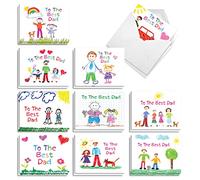 The Best Card Company Juego de 20 tarjetas de notas surtidas para el día del padre de 4 x 5.12 pulgadas con sobres (10 diseños, 2 cada uno) Love You Daddy AM10308FDG-B2x10