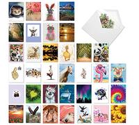 The Best Card Company Juego de 36 tarjetas de notas en blanco en caja de 4 x 5.12 pulgadas con sobres (36 diseños, 1 cada uno) Many Smiles AM7754OCB-B1x36