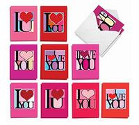 The Best Card Company Love Squares AM8991OCB-B2x10 - Juego de 20 tarjetas de notas con sobres (4 x 5.12 pulgadas)