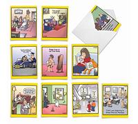 The Best Card Company M6463OCBsl The Duplex: 10 tarjetas de notas en blanco surtidas para todas las ocasiones con un surtido de dibujos animados favoritos y divertidos de Tim Whyatt, con sobres
