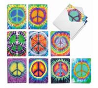 The Best Card Company Tie-Dye Peace AM9163OCB-B2x10 - Juego de 20 tarjetas para todas las ocasiones