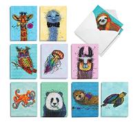 The Best Card Company Wiry Wildlife AM10324OCB-B2x10 - Juego de 20 tarjetas en blanco surtidas de 4 x 5.12 pulgadas con sobres (10 diseños, 2 cada uno)