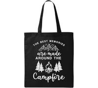 The Best Memories are Made Around The Campfire - Bolsa de algodón ecológico natural, color negro, talla única, Negro -, Talla única