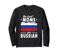 The Best Moms are Russian Mother's Day Russia Flag Manga Larga