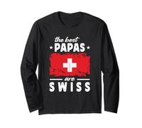 The Best Papas are Swiss Father's Day Switzerland Flag Manga Larga