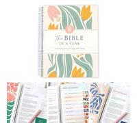 The Bible In A Year:52 semanas de estudio bíblico para mujeres, diario de Biblias en espiral, cuaderno de guía de estudio de Biblias con versículo de las Escrituras, un hermoso año en la Biblia para