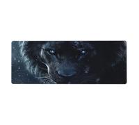 The Big - Alfombrilla de mouse con estampado floral de león de cara negra para laptop, alfombrilla de mouse grande con bordes cosidos, base de goma antideslizante larga para decoración de escritorio