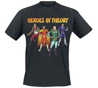 The Big Bang Theory Heroes In Theory Camiseta Negro XXL, 100% algodón, Corte Normal