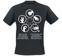 The Big Bang Theory Rock Paper Scissors Lizard Spock Hombre Camiseta Negro XL 100% algodón Regular