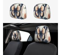 The Big Butterfly Is On A Blue And White Background Headrest Cover Car Accessories - 2 fundas para reposacabezas de asiento de coche, lavable, ajuste universal para todos los coches, SUV, camiones
