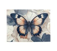The Big Butterfly Is On A Blue And White Background - Rompecabezas de madera de 500 piezas para adultos, rompecabezas desafiante para juegos de tamaño de juego de 15 x 20.4 pulgadas