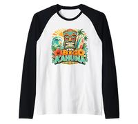 The Big Kahuna Hawaiian Tiki Surf Vintage Tropical Camiseta Manga Raglan