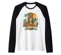The Big Kahuna Hawaiian Tiki Surf Vintage Tropical Camiseta Manga Raglan