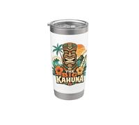 The Big Kahuna Hawaiian Tiki Surf Vintage Tropical Vaso térmico de acero inoxidable de doble pared
