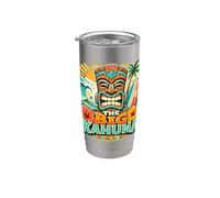 The Big Kahuna Hawaiian Tiki Surf Vintage Tropical Vaso térmico de acero inoxidable de doble pared