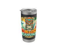 The Big Kahuna Hawaiian Tiki Surf Vintage Tropical Vaso térmico de acero inoxidable de doble pared