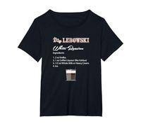 The Big Lebowski White Russian Recipe Camiseta, Mujer Tallas Grandes, Negro, 3XL Grande