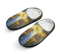 The Big Moon - Pantuflas de algodón para niños, zapatos de casa para dormitorio, interiores y exteriores, Estilo negro, 30/31 EU