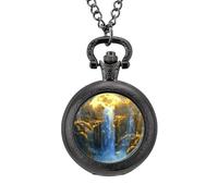 The Big Moon - Reloj de bolsillo vintage con colgante de aleación, regalo para hombres y mujeres, Estilo negro, talla única
