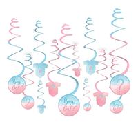 The Big Reveal Swirl Decor - 5 pulgadas | Azul y rosa | 12 unidades.