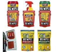 The Big Wipes Van System, sistema de dispensación y limpieza todo en 1, fácil fijación, montaje en furgoneta. Kit completo limpia superficies, herramientas y manos. Toallitas industriales + spray