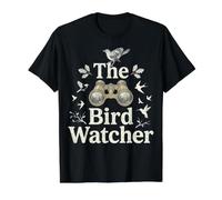 The Bird Watcher EST. 1974 Binoculares Vintage Naturaleza Camiseta gráfica económica, Hombre, Negro, L