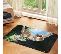 The Birds in The Small Town - Tapete de alimentación para mascotas para perros y gatos, mantel de cuero absorbente para cuenco de agua, impermeable, sin manchas, de secado rápido, antideslizante
