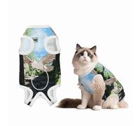 The Birds in The Small Town - Traje de cirugía para perros, 100 % algodón, transpirable, de cuerpo completo, para perros y gatos con bonitos estampados, mascotas masculinas y hembras, talla M