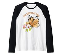 The Birthday Girl Butterfly Party Naranja Niños Niñas Mujeres Camiseta Manga Raglan