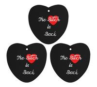 The Bitch Is Back Heart - Ambientadores para coche, 3 unidades, para colgar, aromas de larga duración, para aromaterapia, tabletas, espejo retrovisor, accesorios interiores