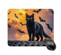 The Black Cat is Pacing on the Roof - Alfombrilla de mouse cuadrada portátil para computadora con base de goma antideslizante, alfombrilla de mouse ultrafina de 20 x 25 cm, para computadora portátil