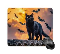 The Black Cat is Pacing on the Roof - Alfombrilla de mouse cuadrada portátil para computadora con base de goma antideslizante, alfombrilla de mouse ultrafina de 25 x 30 cm, para computadora portátil