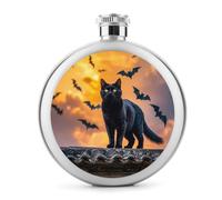 The Black Cat Is Pacing on The Roof - Petaca de whisky pequeña portátil de viaje, termo de acero inoxidable a prueba de fugas para bodas, padrinos de boda, regalo de dama de honor, 5 onzas