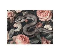 The Black Snake Is In The Big Flower - Rompecabezas de madera de 500 piezas para adultos, rompecabezas desafiante para juego de tamaño de 15 x 20.4 pulgadas