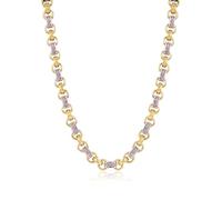 THE BLING KING Cadena de eslabones gitanos de dos tonos de oro y plata rosa de 10 mm, 24 pulgadas, 96 g, collar chapado en oro y plata de primera calidad, joyería elegante y duradera, one, Latón, No