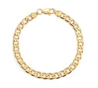 THE BLING KING Pulsera cubana chapada en oro de 6 mm, 8 pulgadas de largo, 9,5 g de peso, acabado resistente al deslustre, estilo clásico de cadena para hombres y mujeres, joyería duradera y elegante