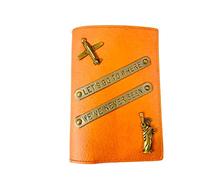 The Bling Stores - Funda para pasaporte de piel sintética con texto "Lets GO Where We've Never Been", color naranja y naranja