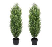 THE BLOOM TIMES Árboles topiarios Artificiales de 3 pies para Exteriores, Paquete de 2 Plantas Falsas para Exteriores, arbustos y arbustos de Pino de Cedro sintético, Juego de 2 para Porche Delantero